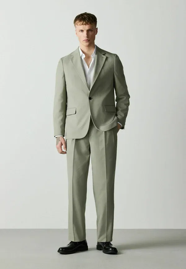 Пиджак Next, Regular fit loose fit textured suit jacket, цвет шалфейно-зеленый — фото 2