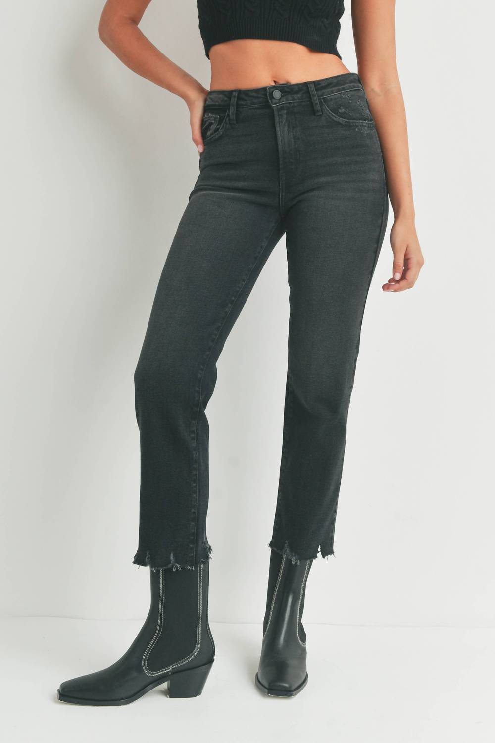 

Винтажные прямые джинсы в черном цвете JUST BLACK DENIM