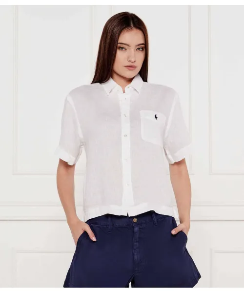 

Льняная рубашка Sayna Cropped fit Polo Ralph Lauren, белый
