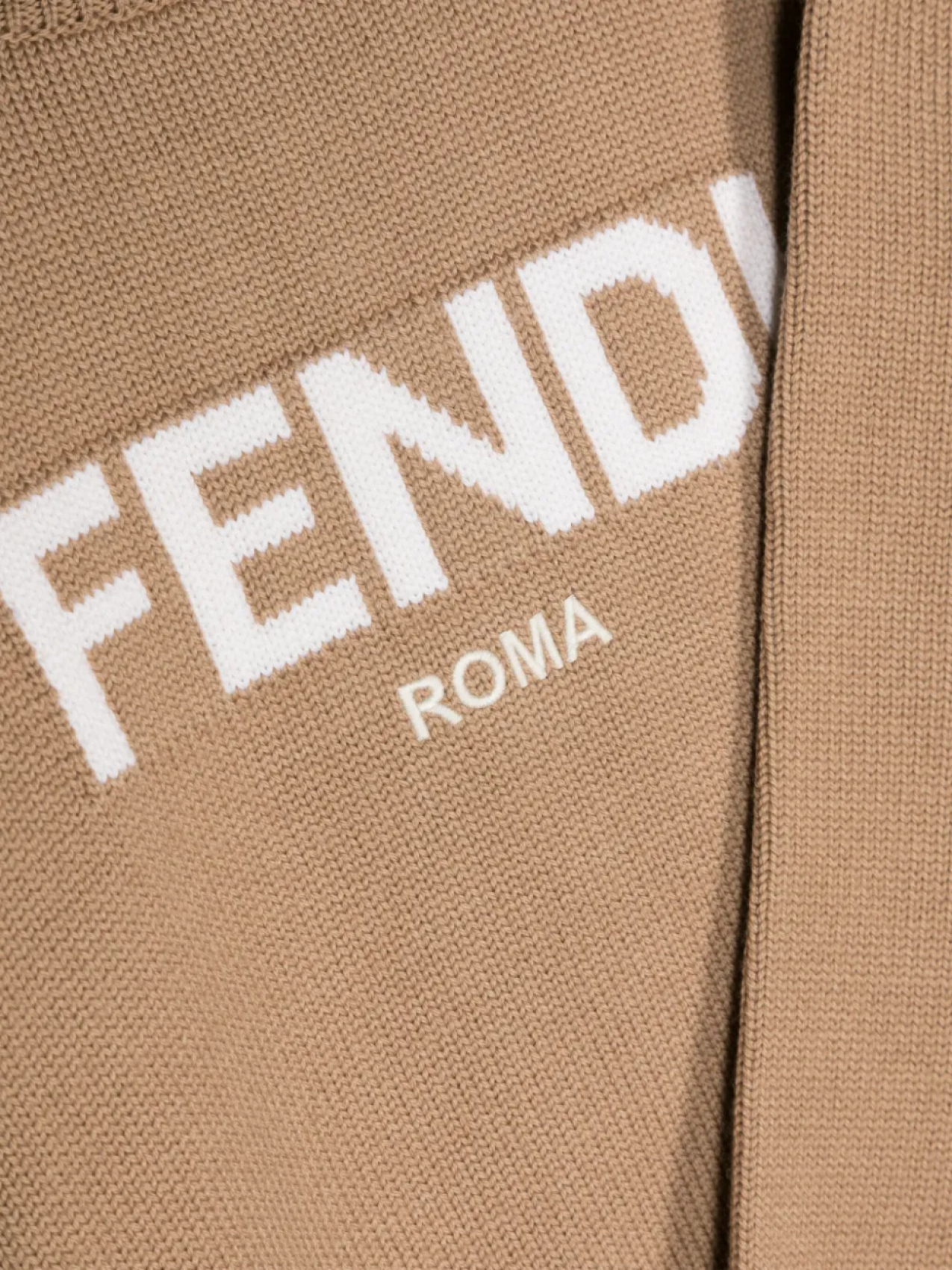 Шерстяной джемпер с логотипом Fendi Kids, нейтральный — фото 3