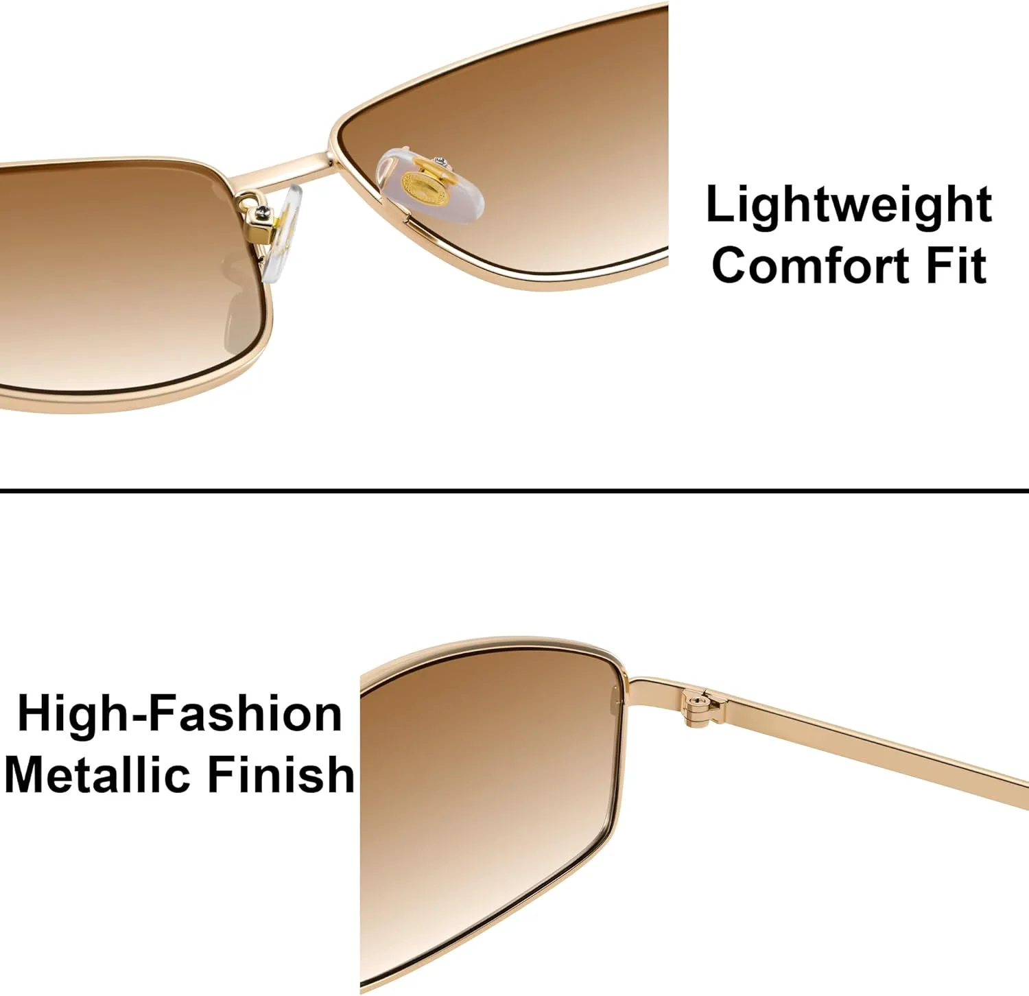 

Модные солнцезащитные очки Hycredi в стиле Y2K для женщин и мужчин, стильные ретро-очки с обтекаемой формой и металлическим каркасом, Gold/Gradient Brown