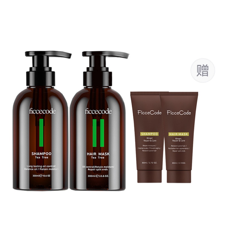 

Набор для увеличения объема и пышности волос cedar: шампунь 300 мл + маска для волос 300 мл + дорожный набор шампуня и кондиционера FicceCode, Tree Shampoo 300ml + Hair Mask 300ml +Sample Wash Set