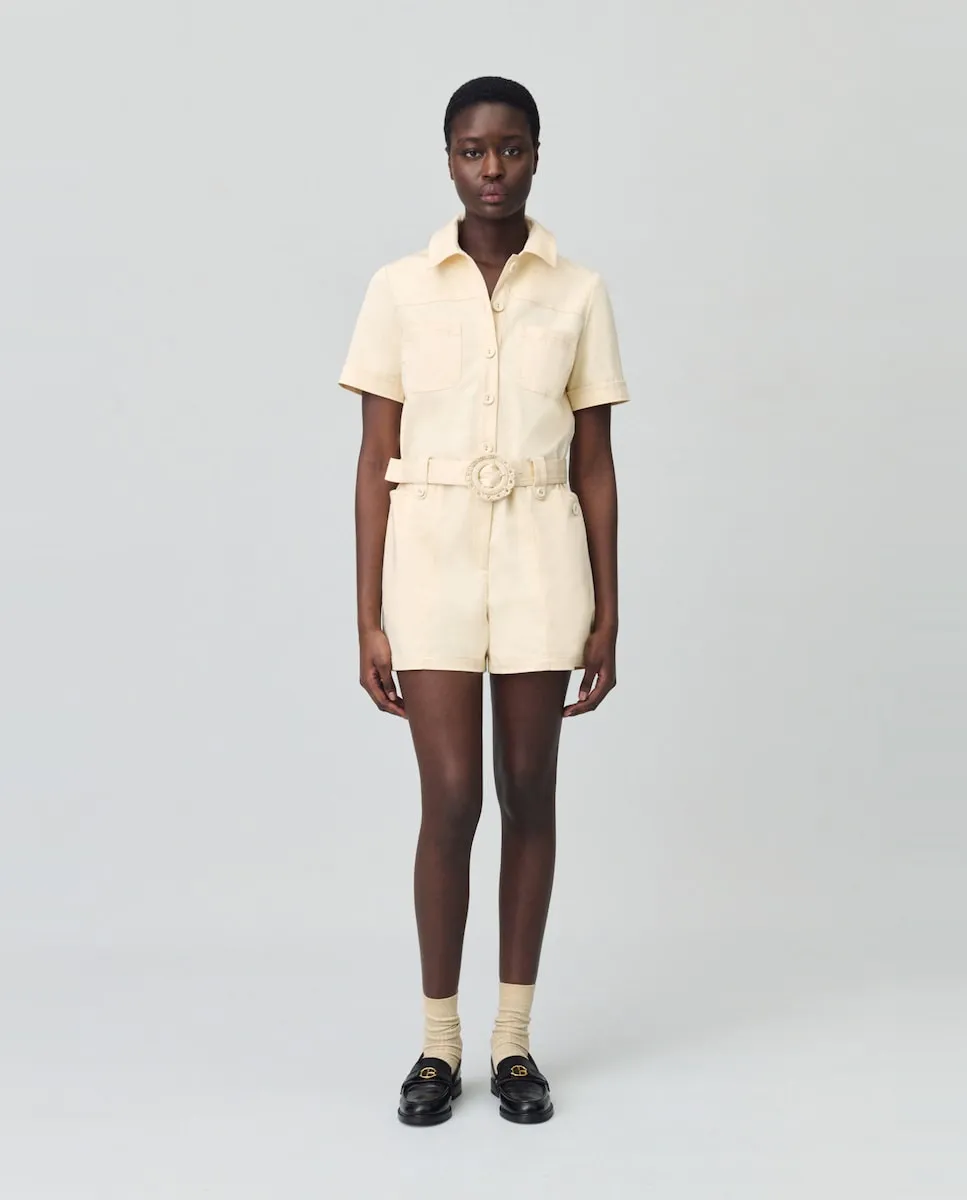 

Короткий женский комбинезон с воротником-стойкой Claudie Pierlot, жёлтый