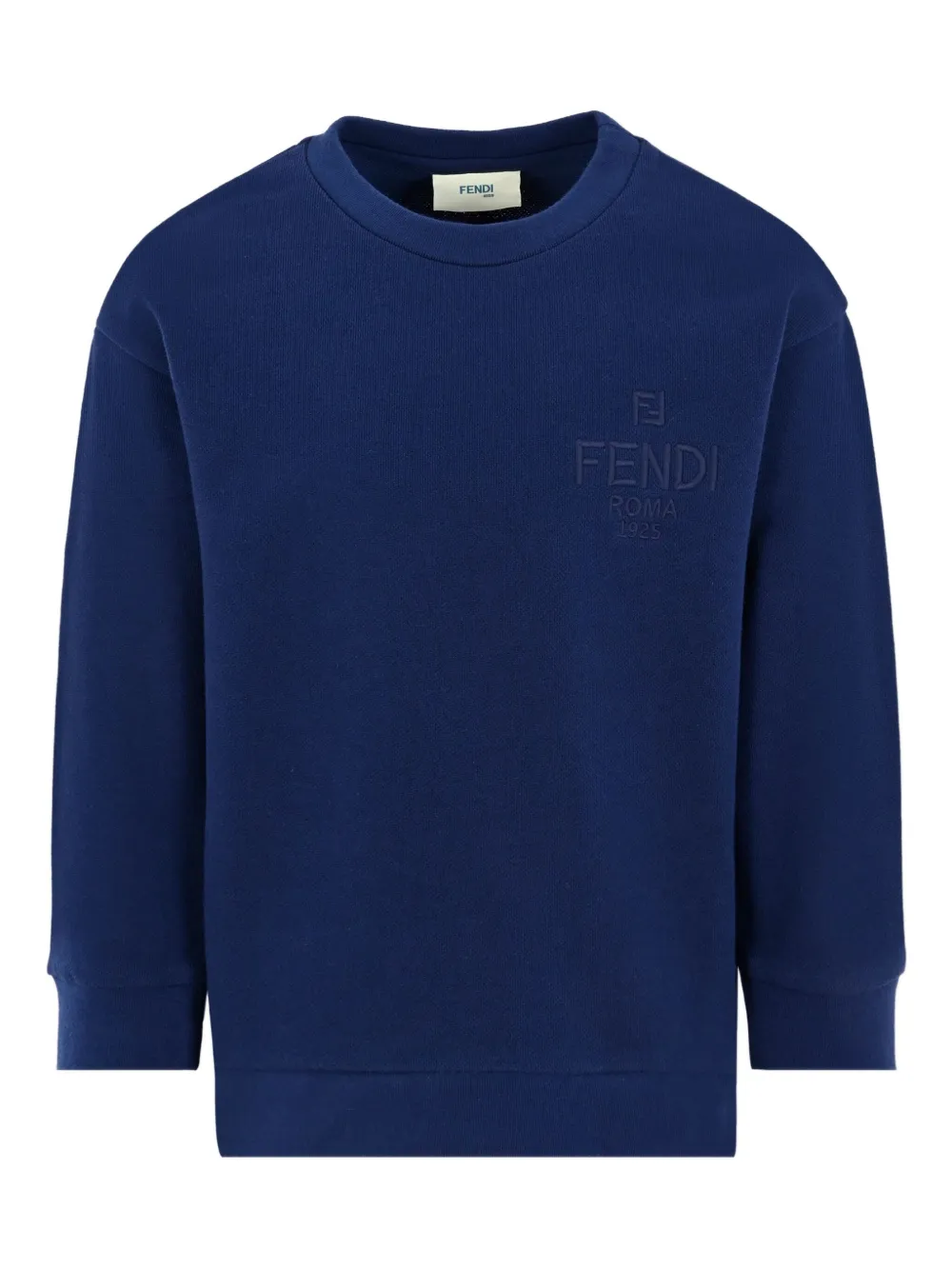 

Толстовка с круглым вырезом и вышитым логотипом FENDI KIDS, синий