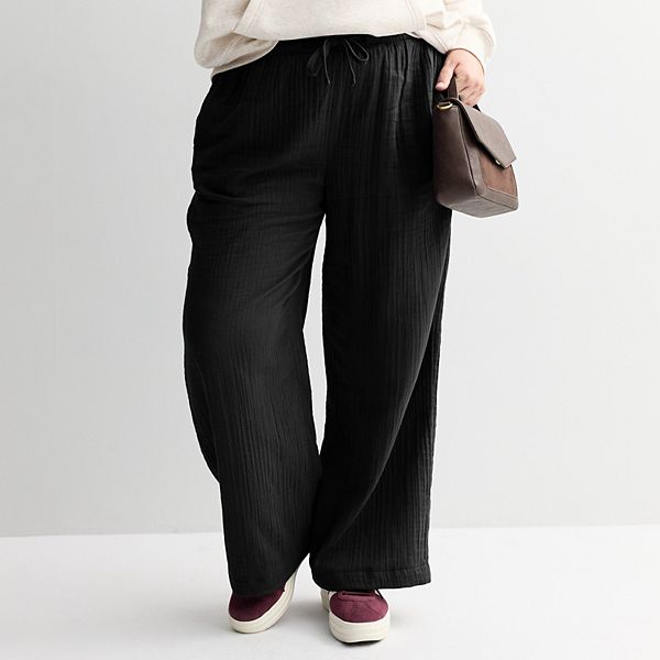 

Широкие брюки из двойного муслина для подростков plus size So, Black Luxe