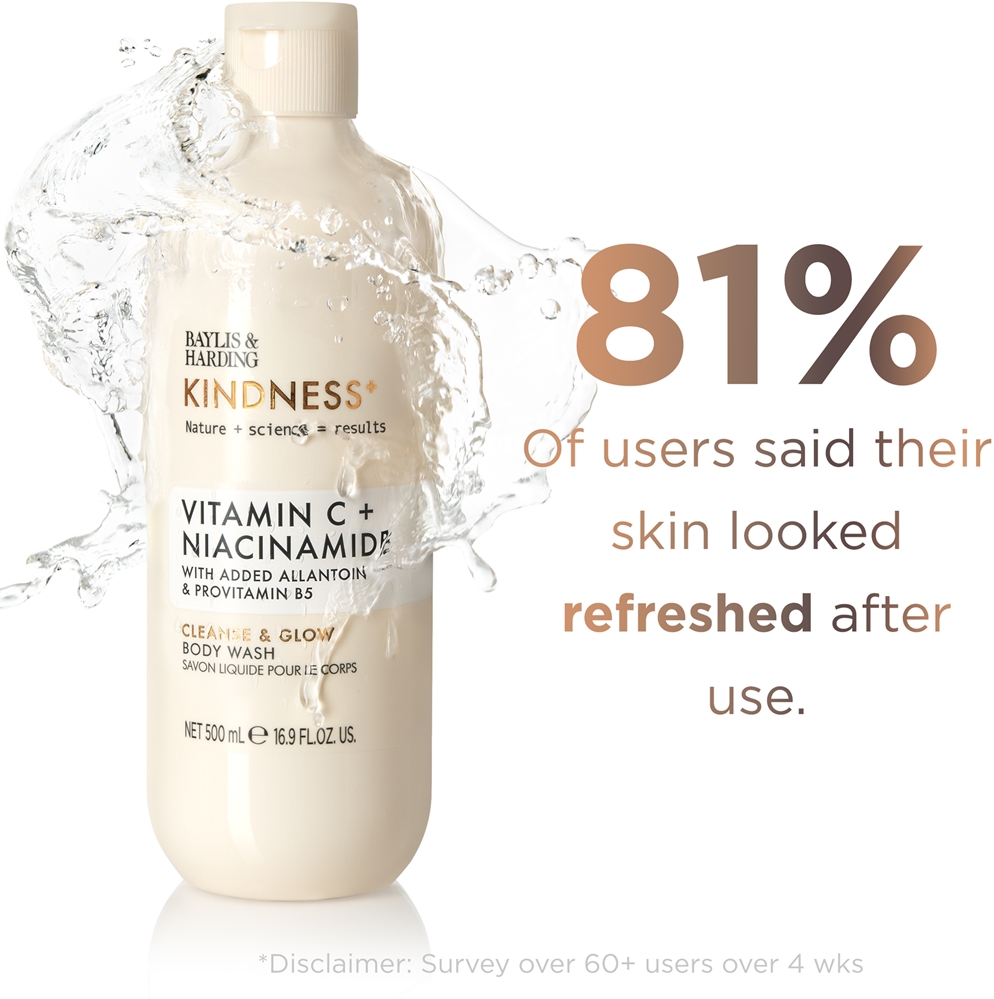 Гель для душа Kindness+ с витамином С Baylis & Harding, kvepalai orange & mango 500 мл — фото 4