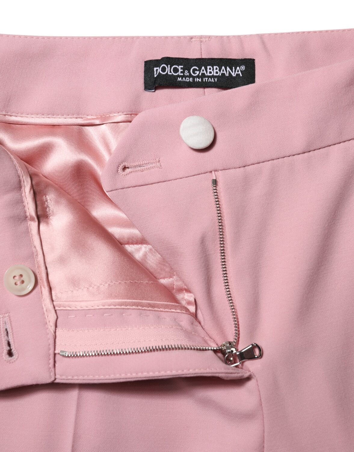 Розовые шерстяные зауженные брюки с высокой талией Dolce & Gabbana, розовый — фото 3