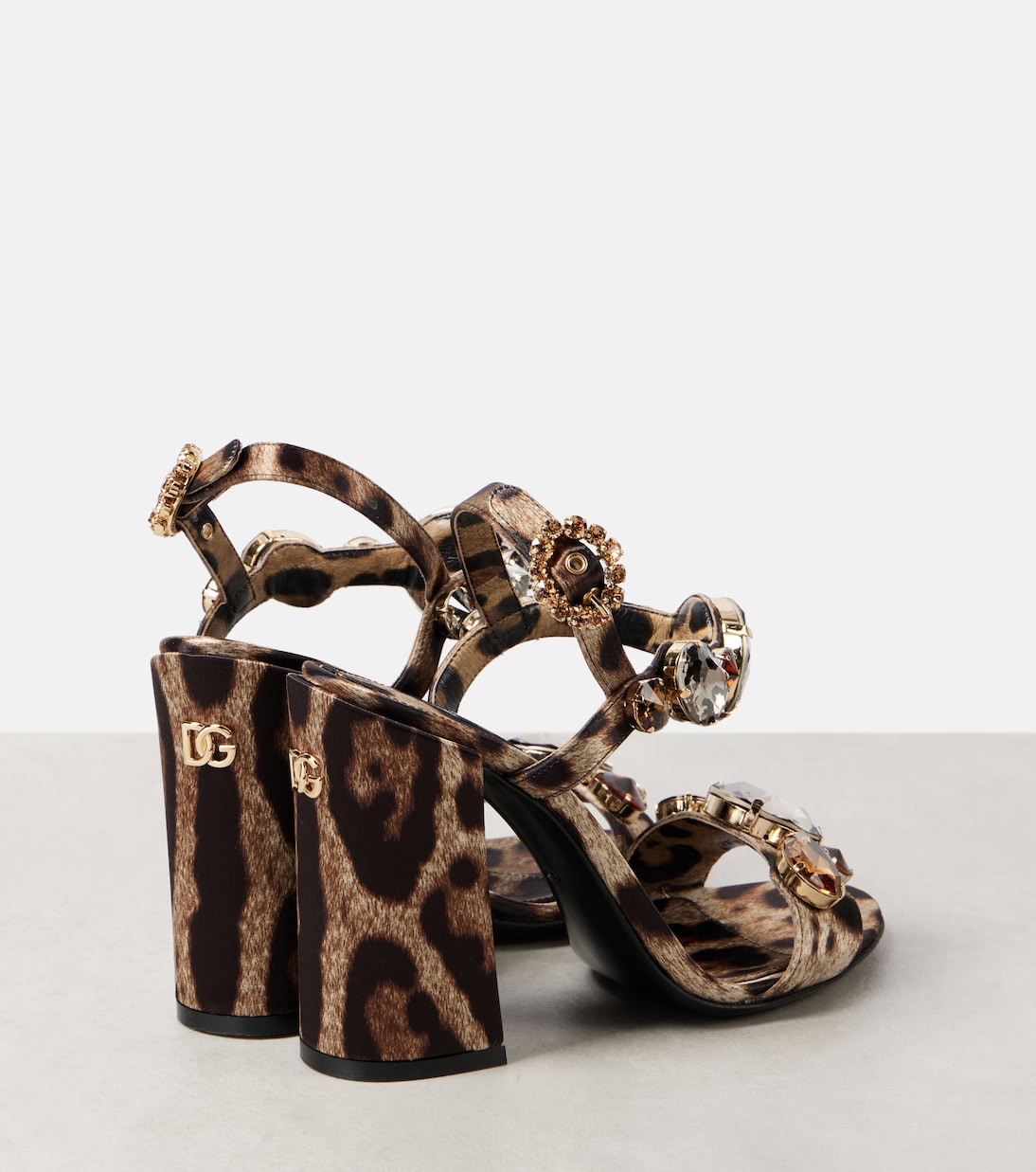 Атласные босоножки Keira 105 с леопардовым принтом Dolce&Gabbana, Leo New — фото 2