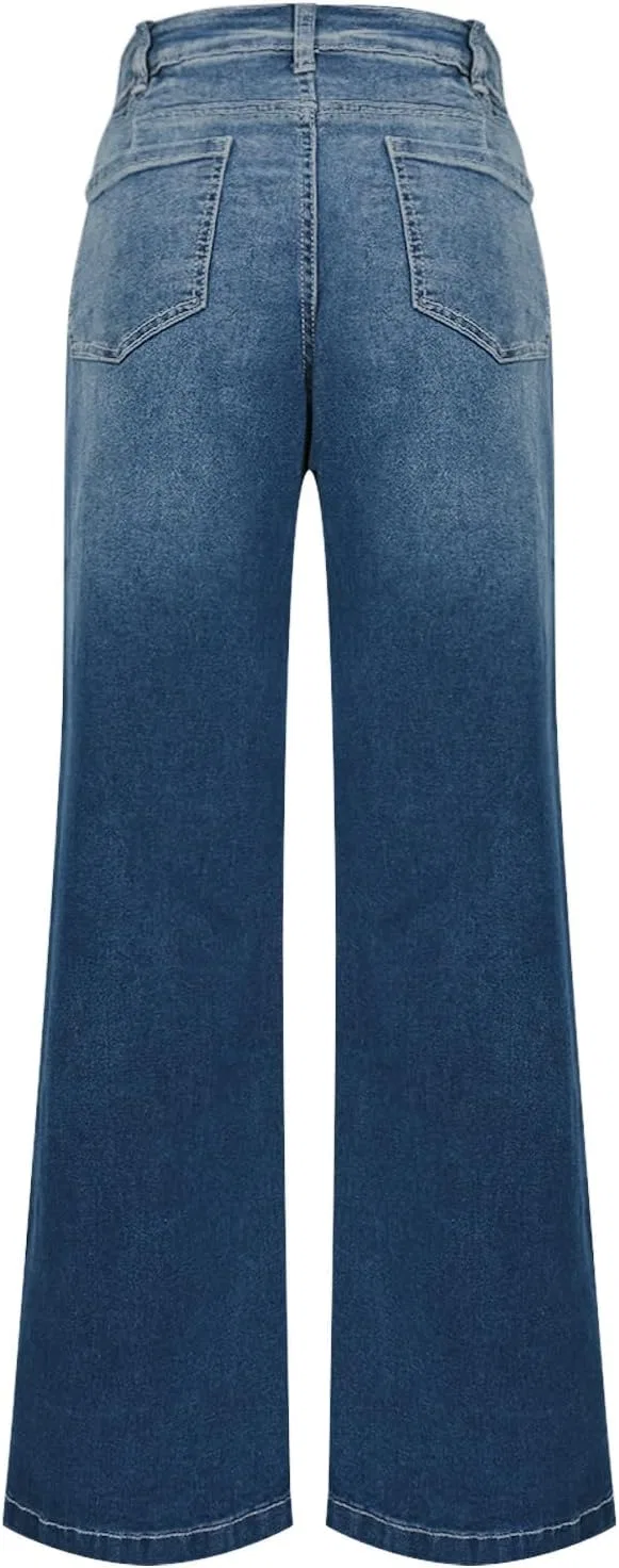 Джинсы с высокой талией, Wide Leg Jeans, Dark Blue — фото 4