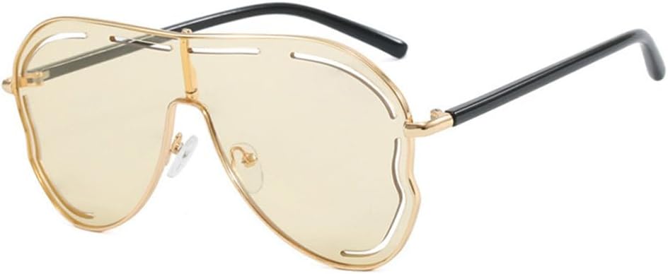 

Увеличенные цельные солнцезащитные очки для женщин, модные, с металлическими ажурными линзами, для активного отдыха на природе, повседневные, с защитой от УФ-излучения KTUCN, Yellow