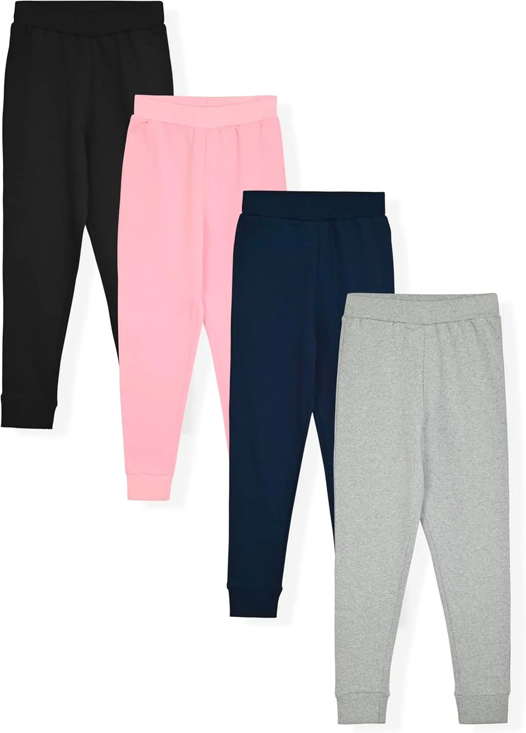 Спортивные штаны Studio 3 Little Big Girls' - комплект из 4 штук, флисовые спортивные штаны, Black/Heather Grey/Navy/Pink