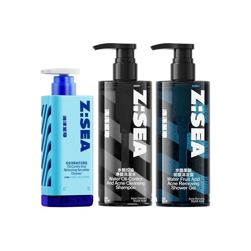 

Наборы средств по уходу за кожей для мужчин Haiyangzhizun, oil control smoothie cleanser 150g+aha anti-acne shampoo shower gel-gift not included