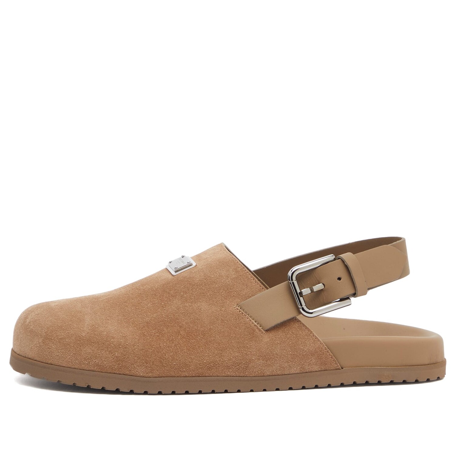

Сандалии Dolce & Gabbana Badge Logo Suede Clog, цвет Hazelnut