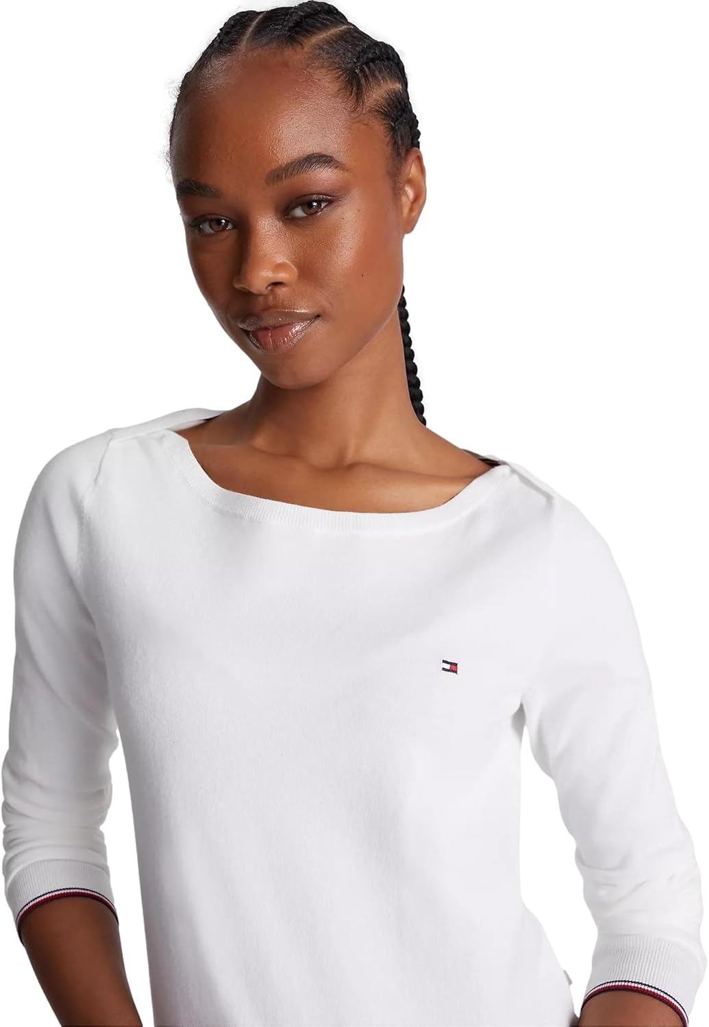 Женский повседневный свитер Tommy Hilfiger Cable Boatneck, Milky Way — фото 3