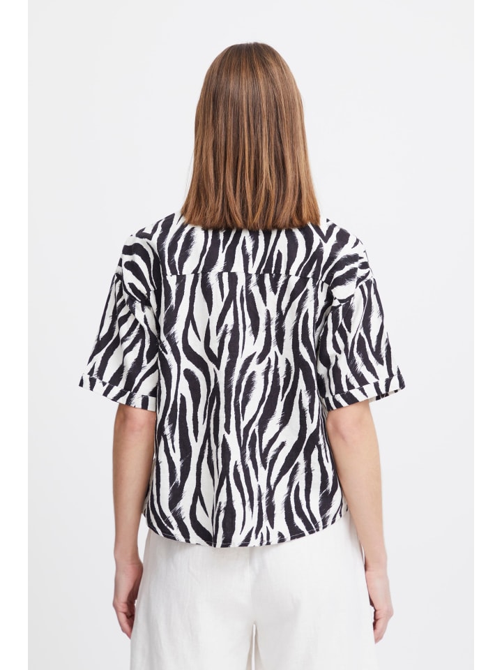 

Рубашка с короткими рукавами BYFALAKKA свободного кроя в черном цвете Animal Mix b. young