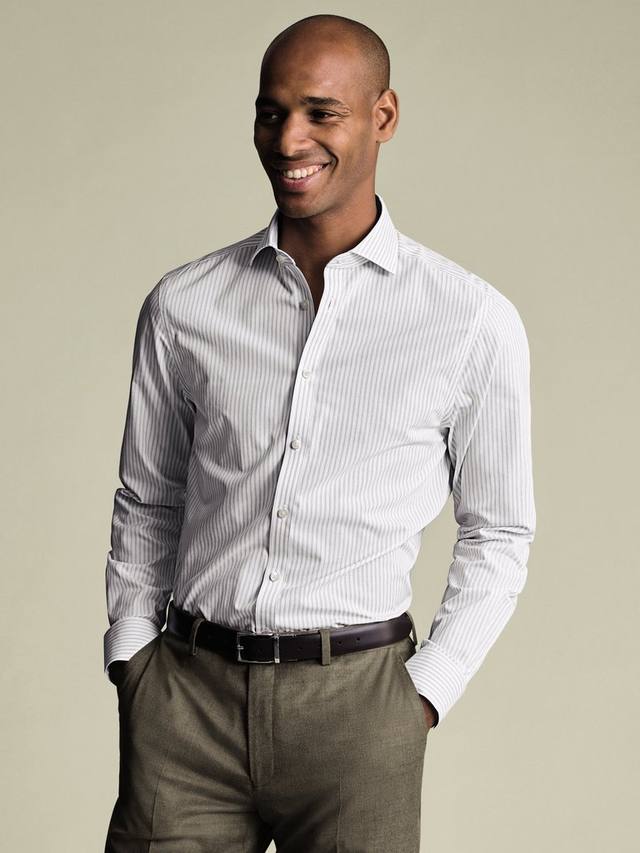 

Хлопковая рубашка с длинным рукавом и воротником в полоску Charles Tyrwhitt