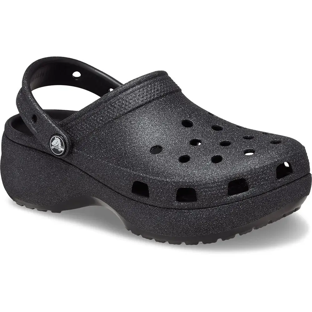 Сабо Crocs Classic Platform Glitter, черный