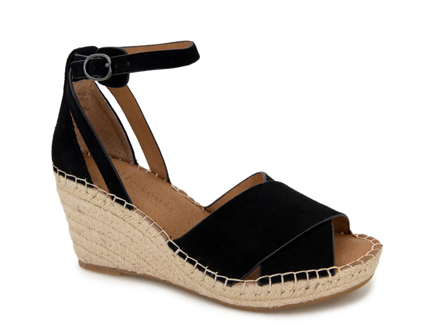 Сандалии Gentle Souls by Kenneth Cole Charli Wedge Sandal, Black Nubuck Leather