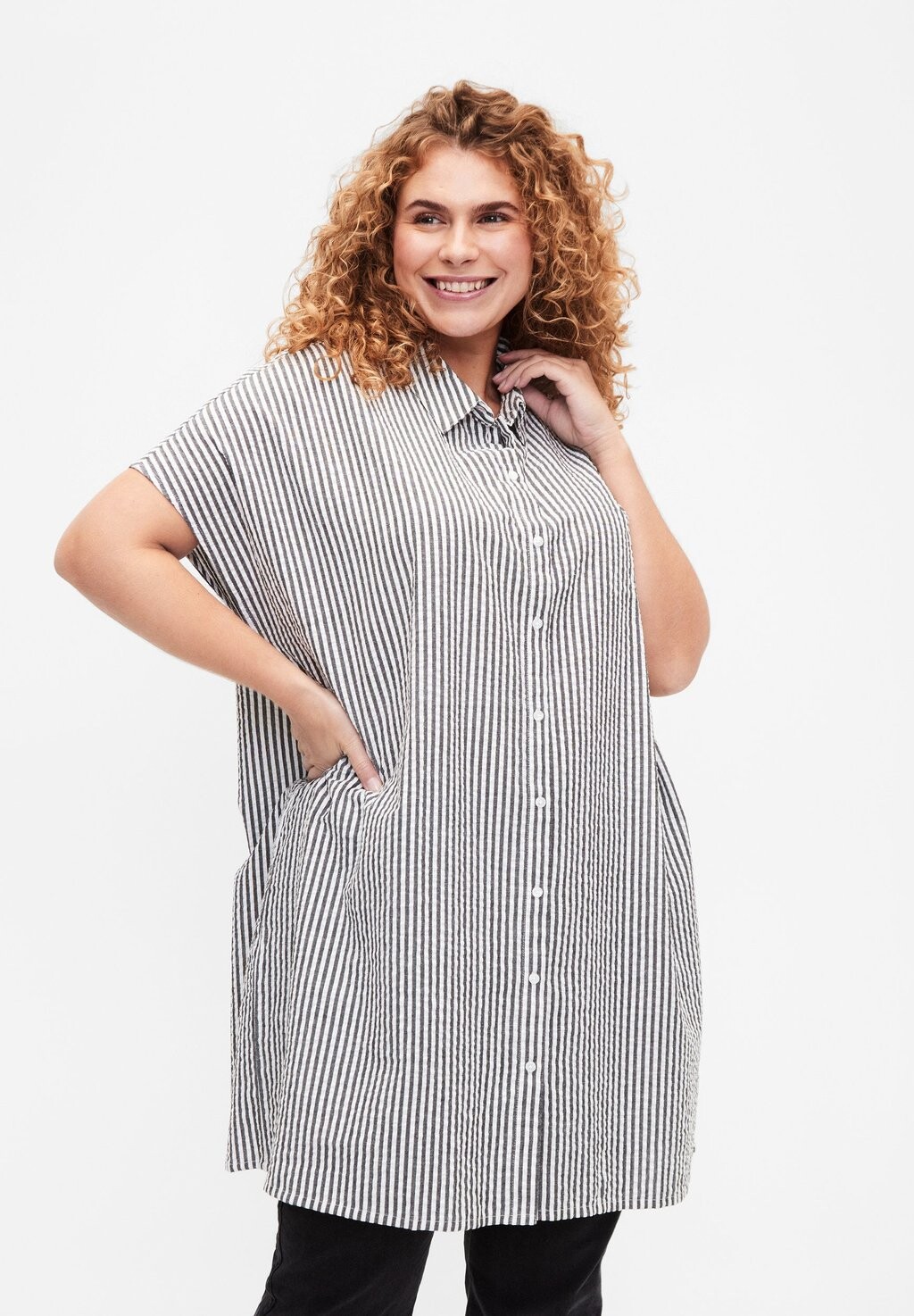 

Рубашка Long Striped Zizzi, черная