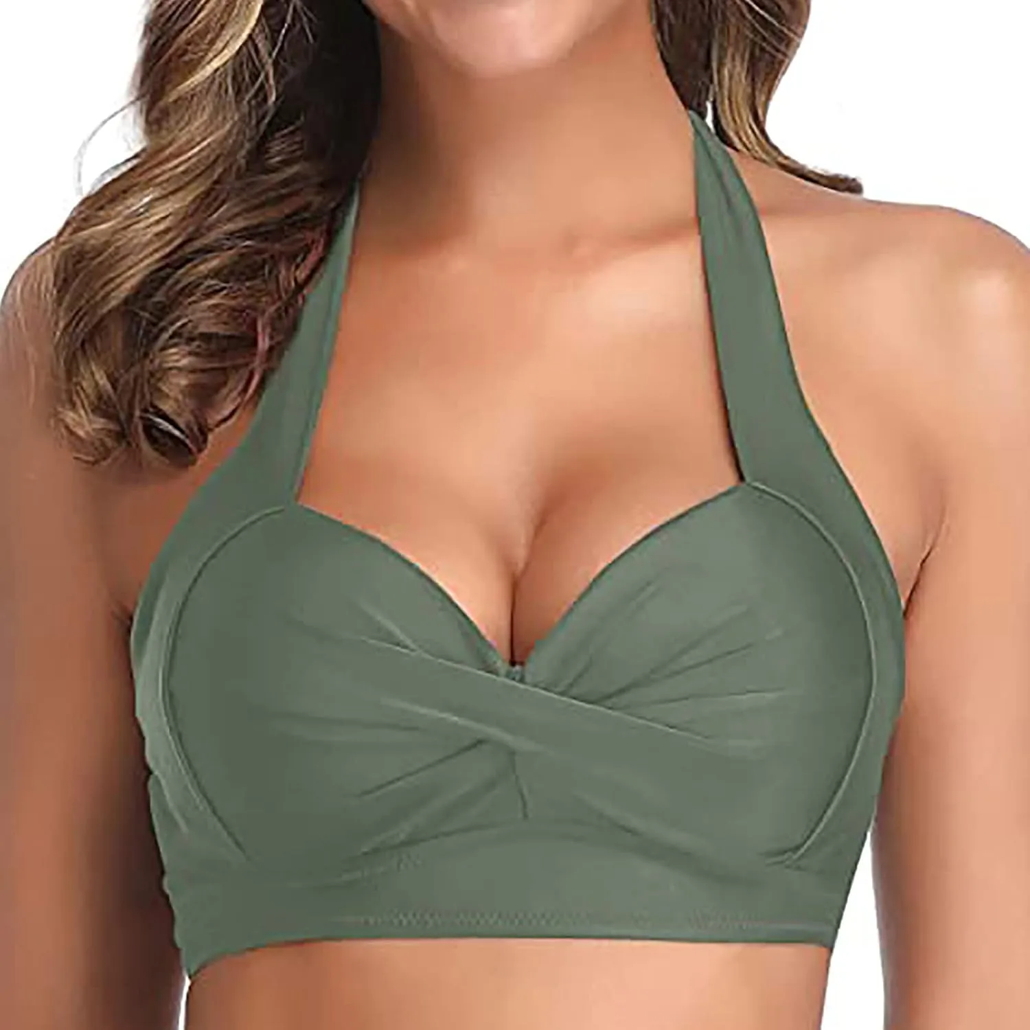 

Женский топ танкини Backless Halter с завязками и сборками