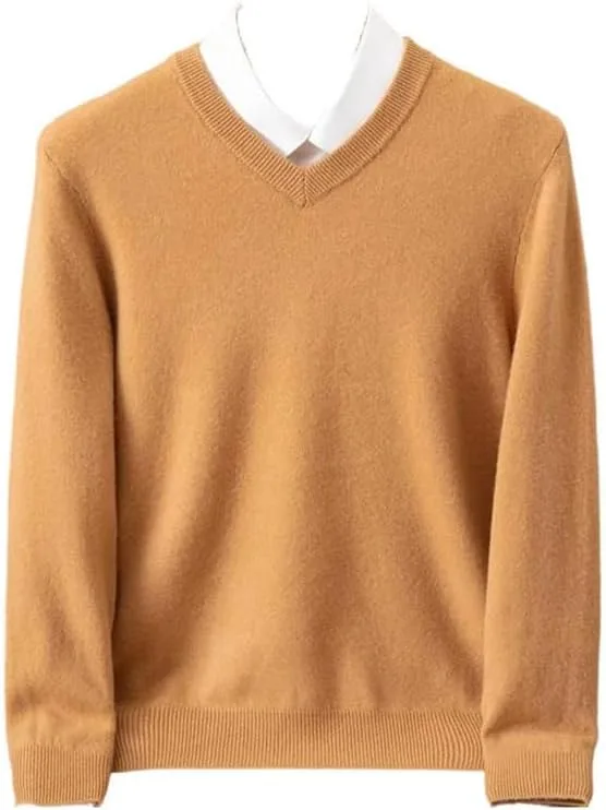 

Мужской свитер из 100% мериносовой шерсти с V-образным вырезом