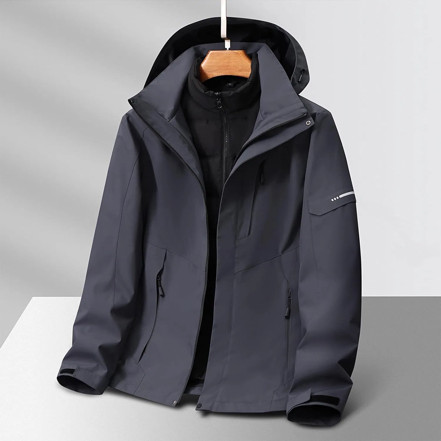Мужская ветровка водонепроницаемая, Generic, Jacket&down Coat_dark Gray — фото 2
