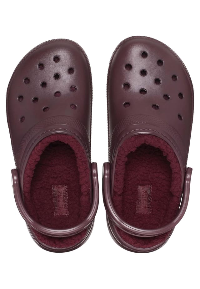 Сабо с пушистой подкладкой и ремешком на пятке Crocs, красный — фото 3