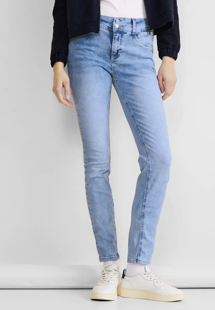 

Узкие джинсы STREET ONE "QR York" с узкими штанинами, цвет Heavy Indigo Bleach