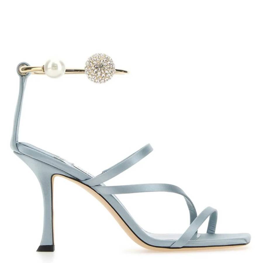Джимми Чу Оттилия 90 Сандалии с ремешком из кристаллов и жемчуга Jimmy Choo, синий