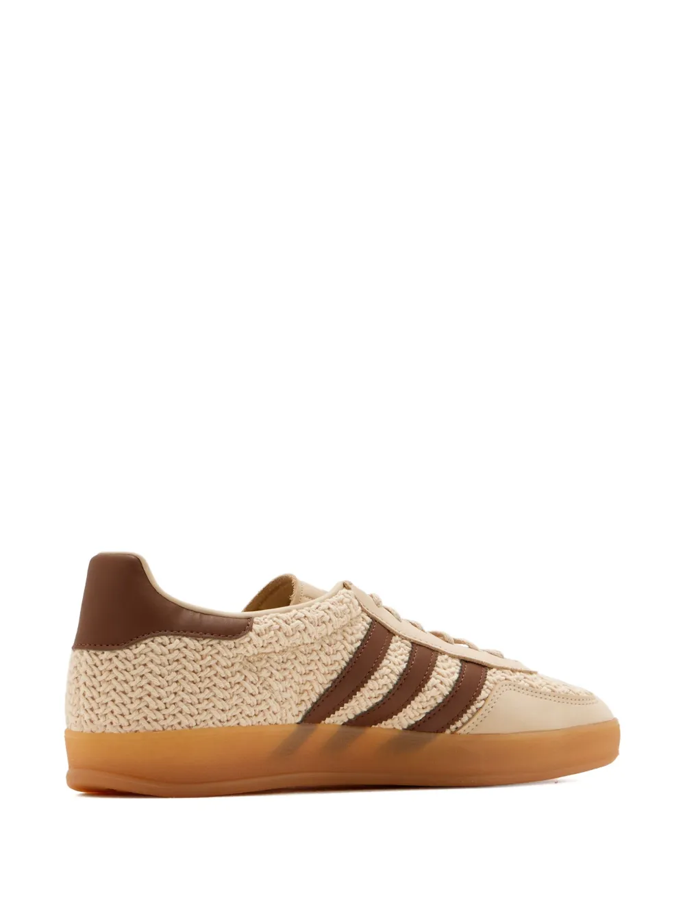 Низкие плетеные кроссовки с тремя полосками adidas, коричневый — фото 2