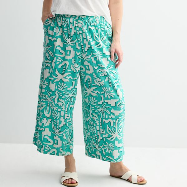 

Просторные укороченные брюки Sonoma Goods For Life, цвет aqua teal palm
