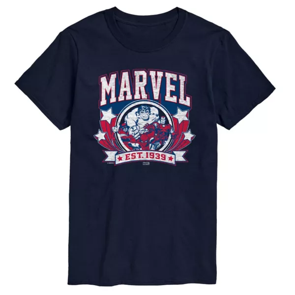 

Футболка с принтом в стиле американа для высоких и полных Marvel, синий