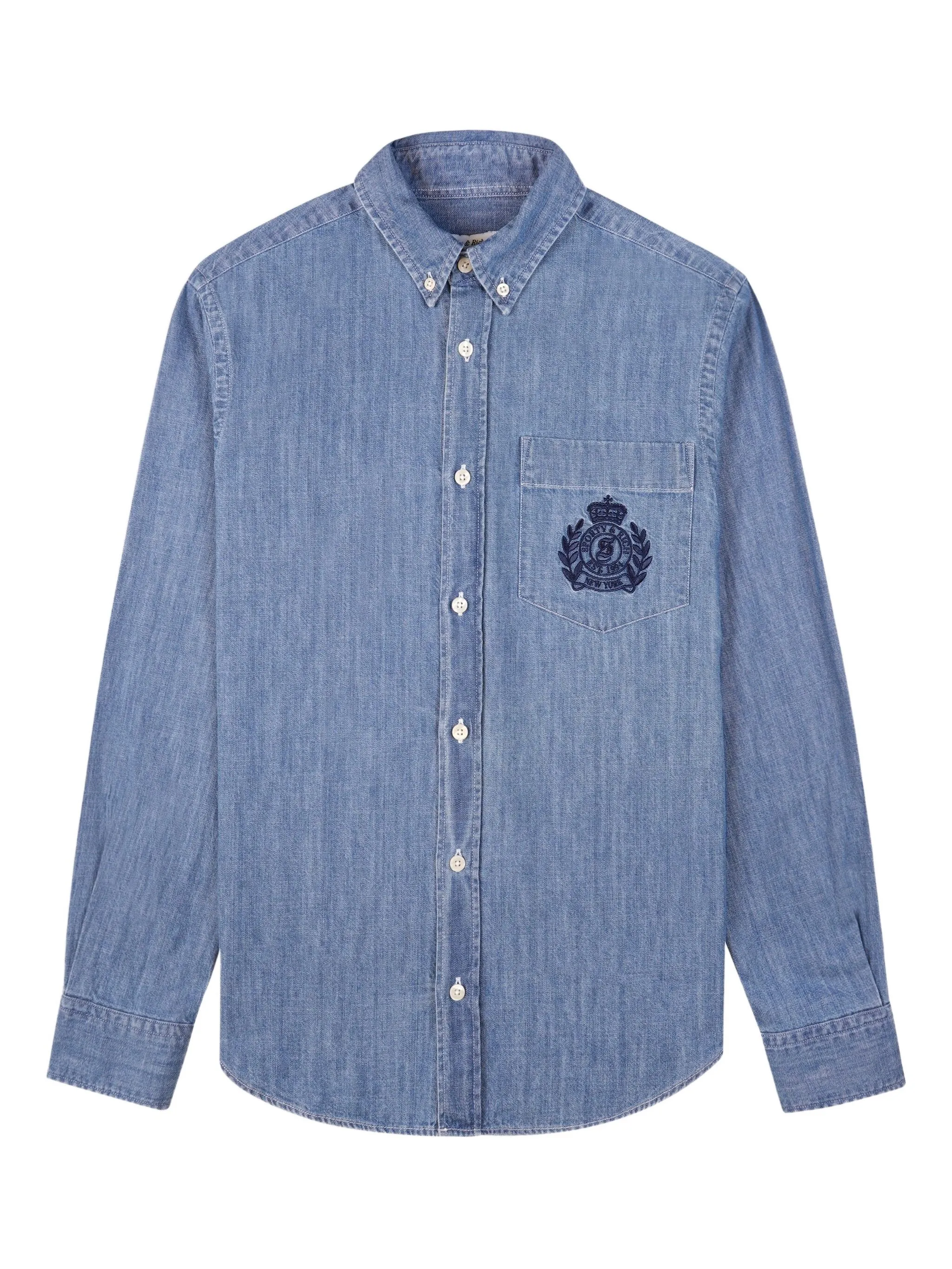 

Рубашка с вышивкой на кармане Sporty & Rich, синий