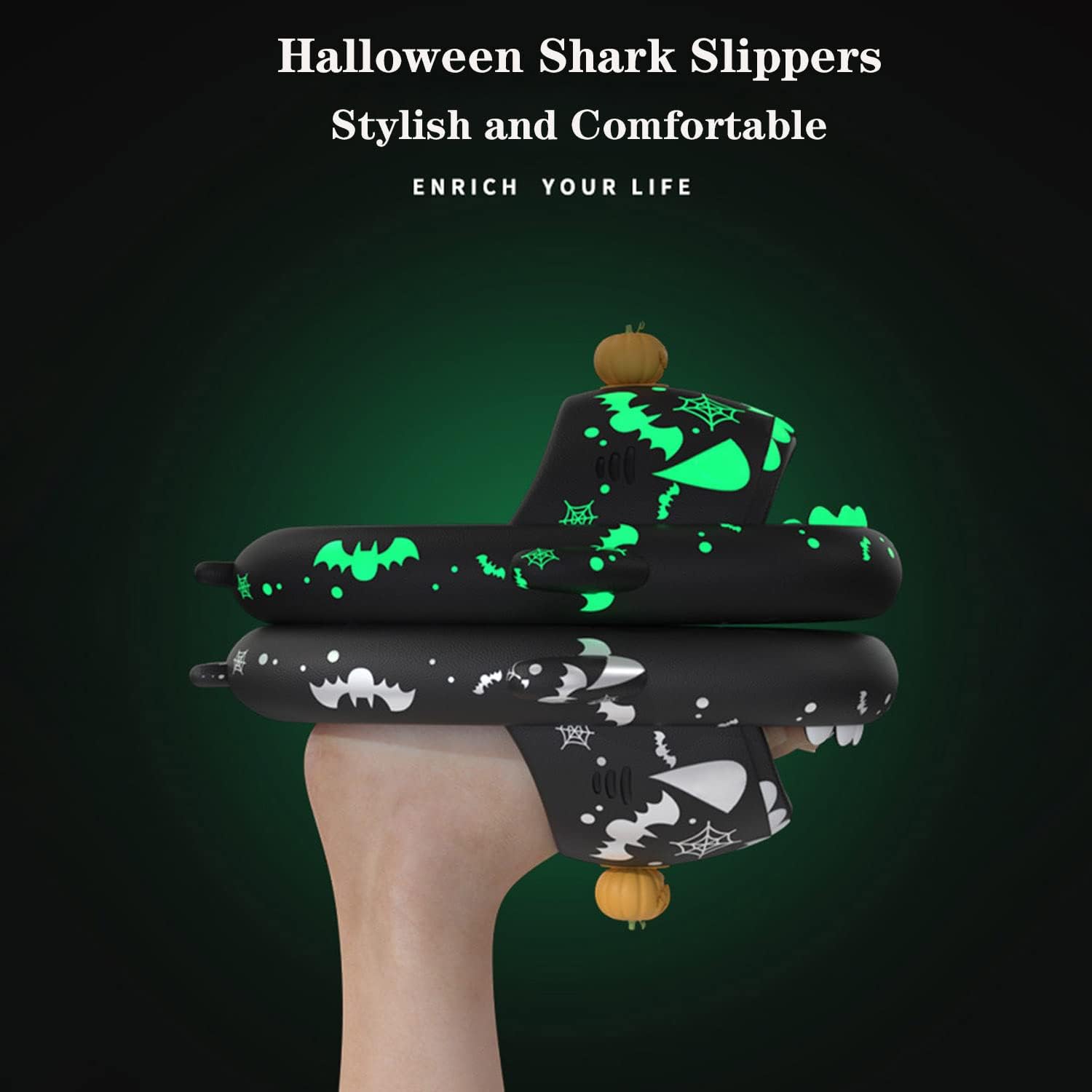 Шлепанцы Cloud Shark, шлепанцы Galaxy Shark, светящиеся в темноте, шлепанцы Galaxy Shark с блестками, шлепанцы Shark, нескользящие шлепанцы-подушки Shark для женщин и мужчин Spacebuyer — фото 3