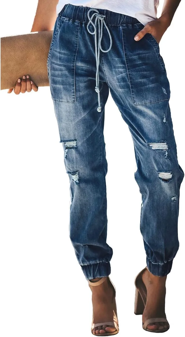 

Женские джинсы CHARTOU с эластичной талией и завязками