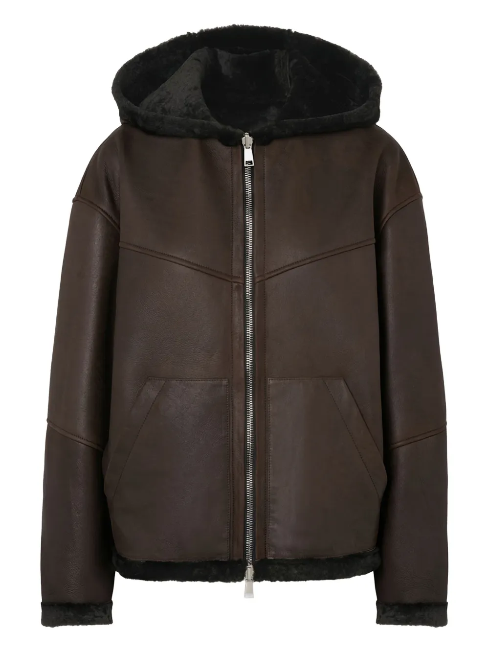 

Кожаная куртка с капюшоном Halfboy, коричневый