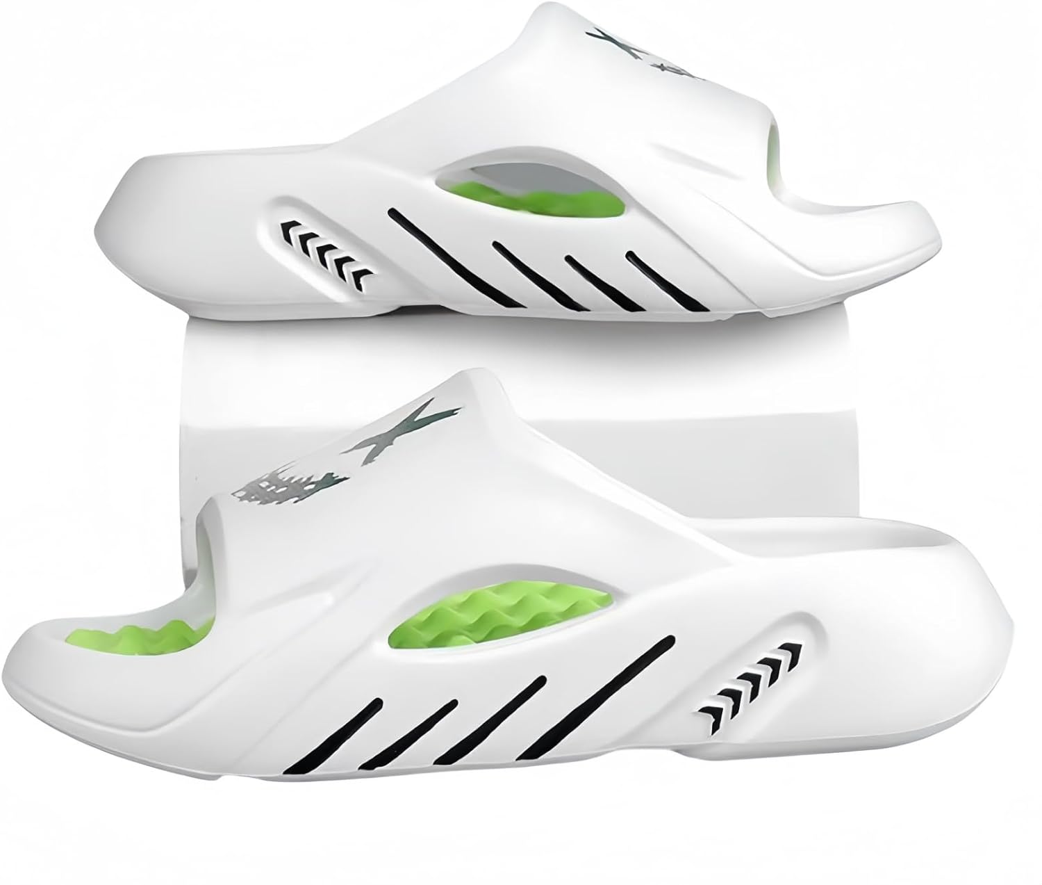 

Мужские домашние тапочки WARKTMY с мягкой подошвой, легкие, для душа, с акупрессурным эффектом и открытым носком, для ходьбы дома и на улице, белый/зеленый