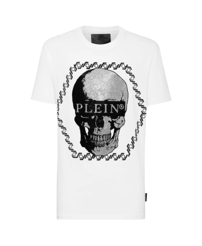 

Белая футболка с изображением черепа и кристалла Philipp Plein, белый