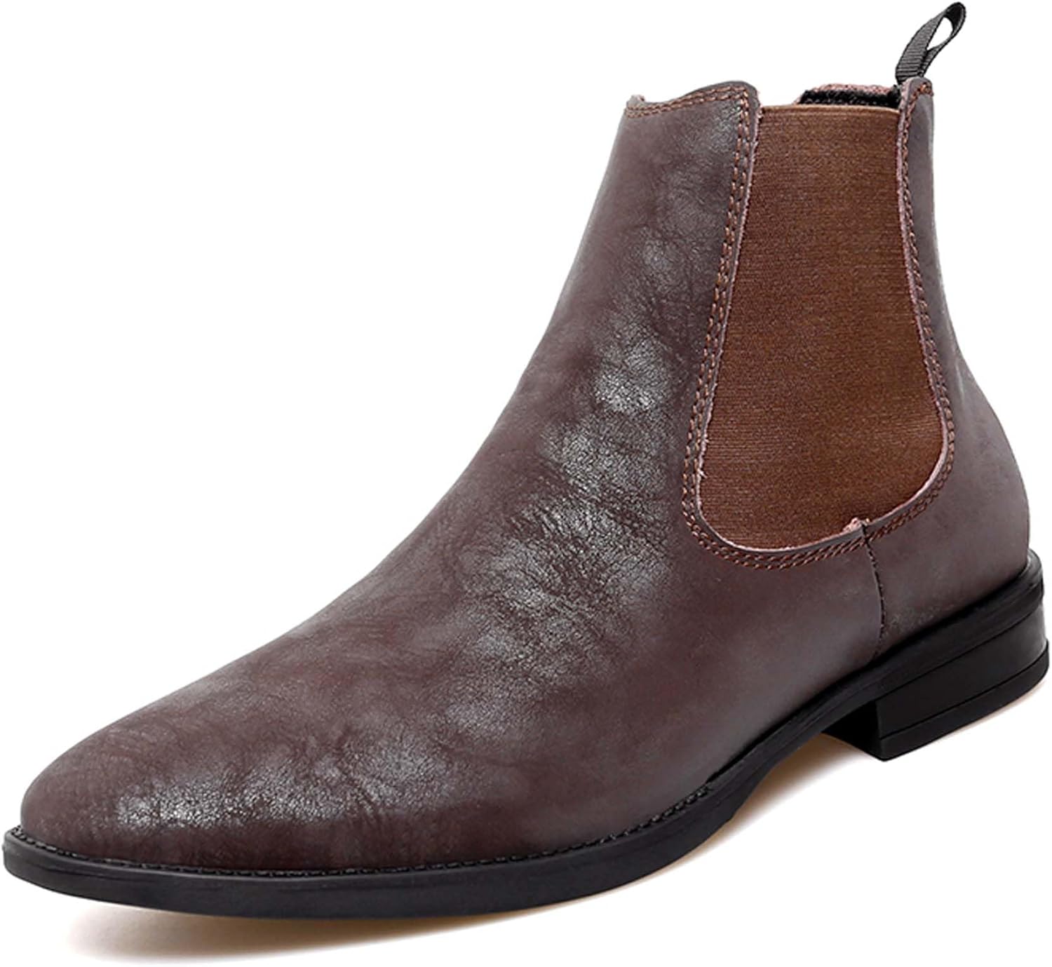 

Мужские ботинки челси большого размера, в стиле ретро, для городского делового, повседневного и формального стиля, с противоскользящей подошвой, высокие кожаные ботинки Generic, коричневый
