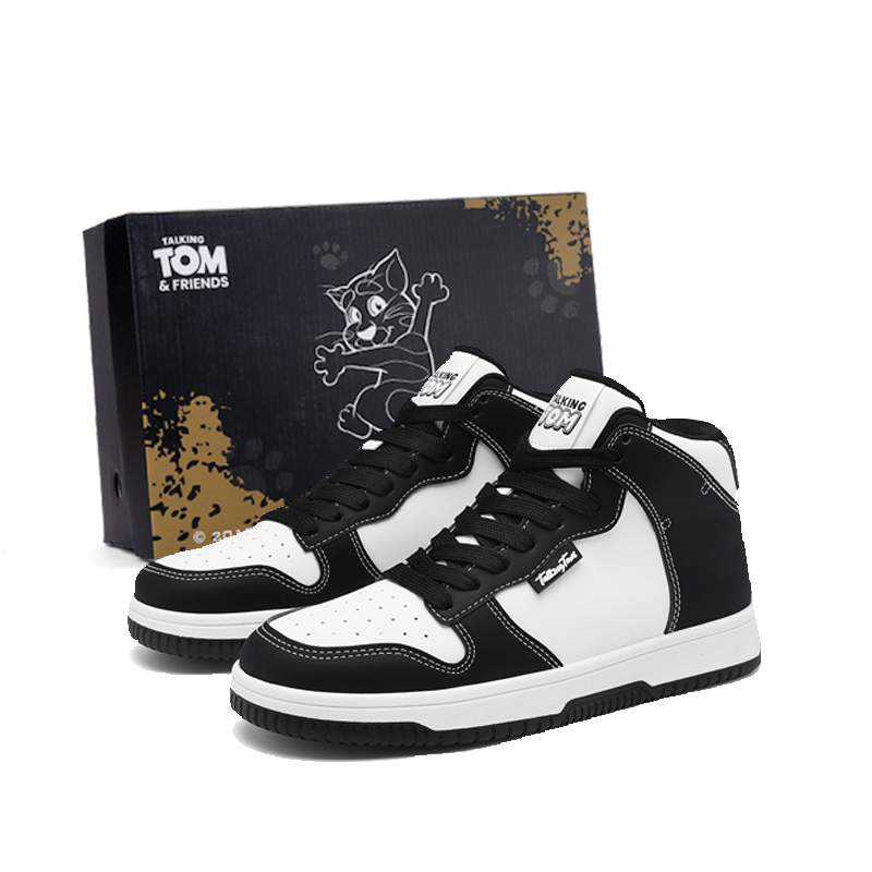 

TALKING TOM Антискользящие износостойкие легкие дышащие низкие скейтбордские кроссовки унисекс черно-белые (высокие), цвет Black White (High-Top)