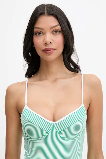 Купальник слитный с полосками SUMMER Tommy Hilfiger, зеленый — фото 3