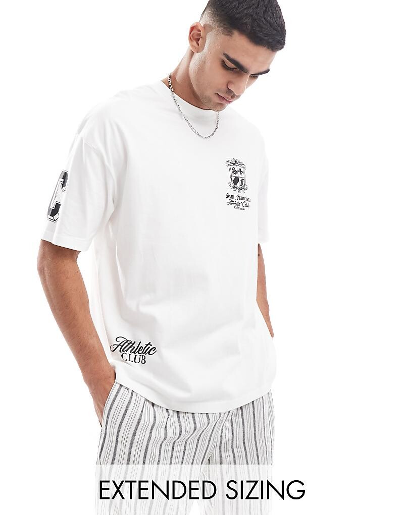 

Белая футболка оверсайз с многоразовым принтом ASOS DESIGN