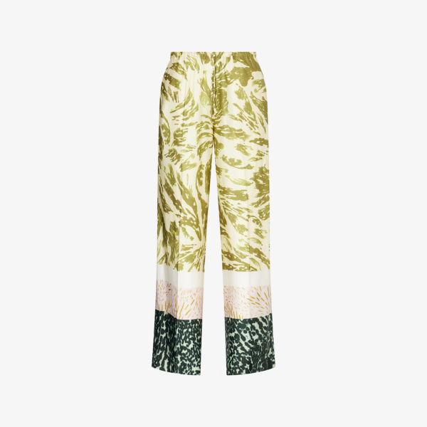 

Брюки широкие Van Noten Dries с абстрактным принтом, хаки