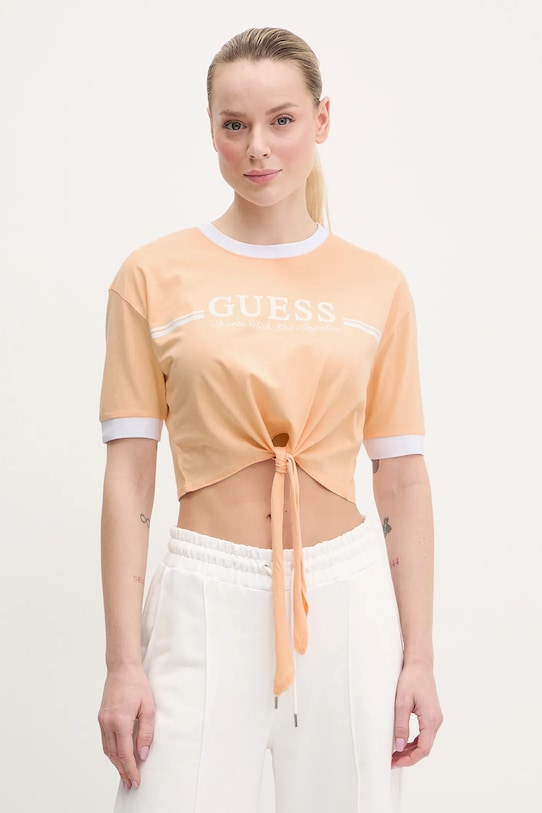 

Хлопковая футболка Guess, оранжевый
