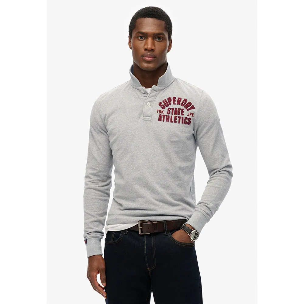 

Поло с длинным рукавом Superdry Vintage Athletic, серый
