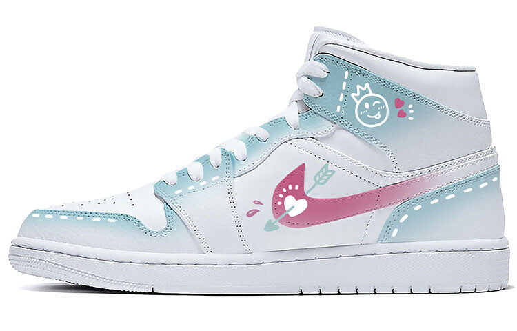 

Кроссовки Air JORDAN 1 Vintage Basketball Shoes Women's High-Top White Pink