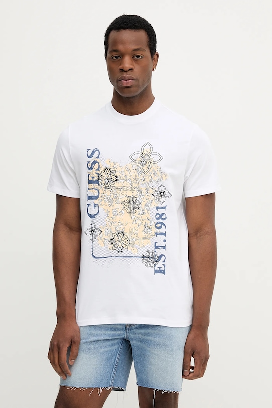 

Хлопковая футболка Guess, белый