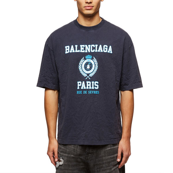 Футболка varsity logo short sleeve t-shirt 'navy' Balenciaga, синий — фото 3