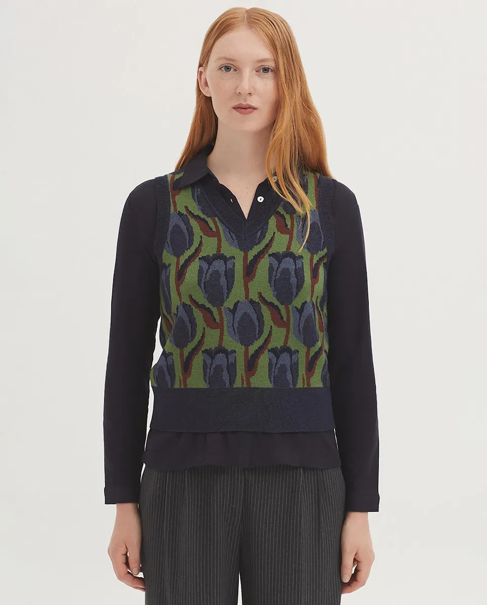 

Женский жилет с принтом и V-образным вырезом Nice Things, зеленый