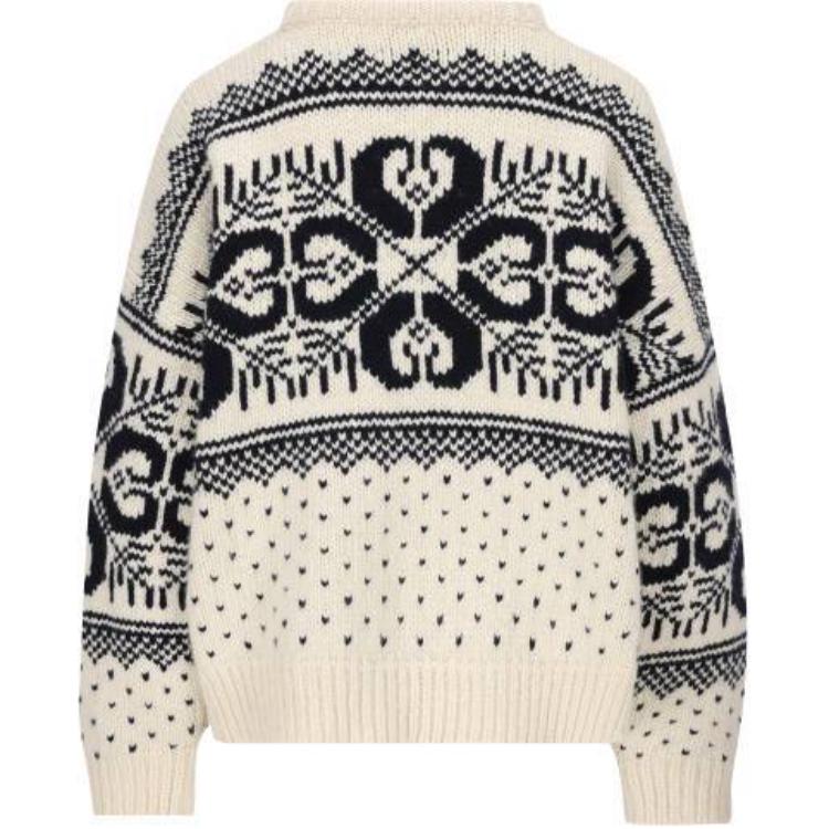 Свитер с круглым вырезом из шерсти Fair Isle и кашемира CELINE, белый — фото 4
